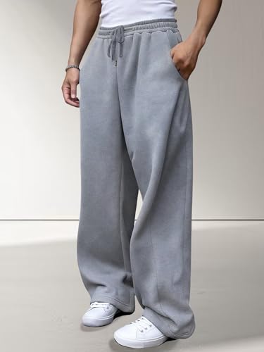 Men’s Baggy Sweatpants Wide Leg with Elastic Drawstring Waist, Casual Loose Lounge Joggers with Deep Pockets Fleece Comfort4