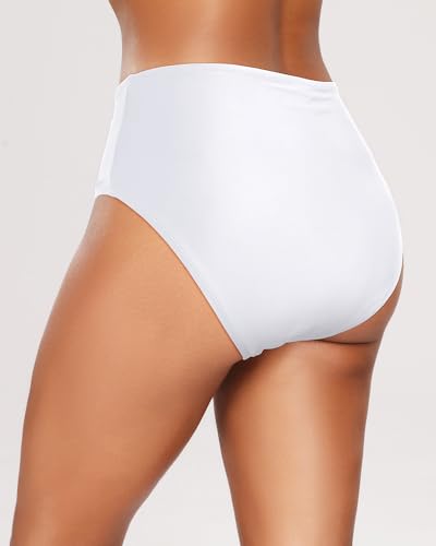 Image of Tempt Me Womens High Cut High Waisted Bikini Bottoms Tummy Control Bathing Suit Bottoms Swim Bottom Swimsuit Bottom