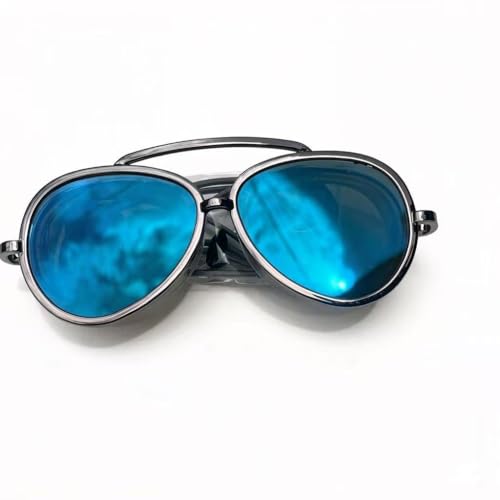 Fashion Aviator Swim Goggles 2-in-1 Anti-Fog PC Lens Swim Glasses with Adjustable Strap UV Protection Leak-Proof Swimming Goggles for Adult Men Women Gold Frame Red Lens (Sapphire blue)