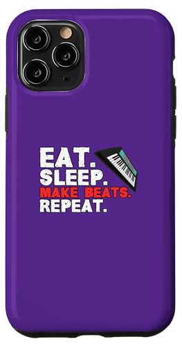Eat Sleep Make Beats Repeat - �I�[�f�B�I�v���f���[�T�[ �ʔ��� �X�}�z�P�[�X iPhone 11 Pro �p