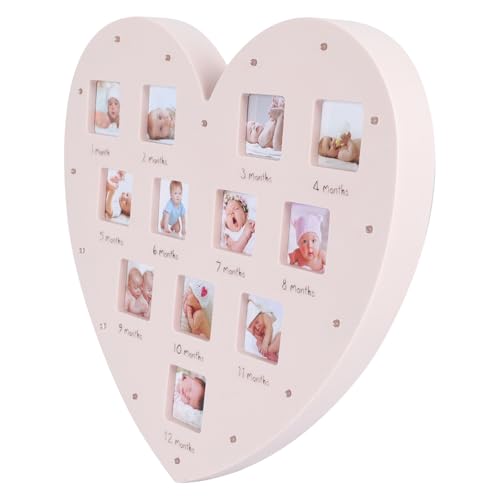 Cadre photo bébé cœur LED 33.5x32 cm pour souvenirs 12 mois - 2