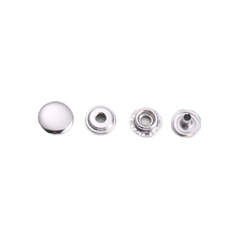 Sunrrafck White-Nickel 10Set/Pack Brass Leather Snap Fasteners Heavy Duty Poppers Craft Accessory Sewing Button 12.5/15Mm 2Size For Choose(,15Mm-(201))