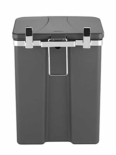 WENKO Tür-Abfalleimer, kompakter Mülleimer mit Deckel zum Einhängen an Küchenschrank oder -Schublade, geeignet für Badezimmer und Küche, aus Kunststoff/Stahl, Füllmenge 12 l, 26 x 34 x 17 cm, Grau