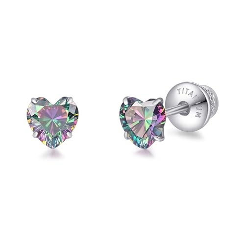 Limerencia Boucles d'oreilles en Titane Avec Fermoir à Vis, G23 Boucles d'oreilles Médicales Hypoallergéniques CZ 5 mm pour Femmes et Hommes Sensibles