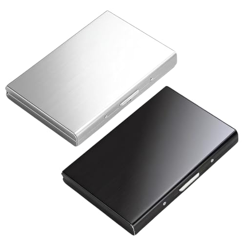 DHKFXKT Lot de 2 portefeuilles en métal ultra fins en acier inoxydable avec fenêtre pour carte d'identité, pour homme et femme, meilleur protecteur de cartes, multicolore, multicolore, CM