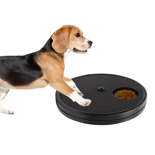 Swirge 3 in 1 Rotatable Dog Scratch Board with Food Storage Compartment Box Round Stress-Free Scratch Pad ABS Nail Grinder Claw Care Dog Claw Grinder Board (Black)