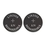 Coin Cell 2025 Rechargeable Battery, 3.7V 45mAh, Li-ion LIR2025 Battery/ 2pcs as a Set