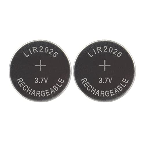 Coin Cell 2025 Rechargeable Battery, 3.7V 45mAh, Li-ion LIR2025 Battery/ 2pcs as a Set