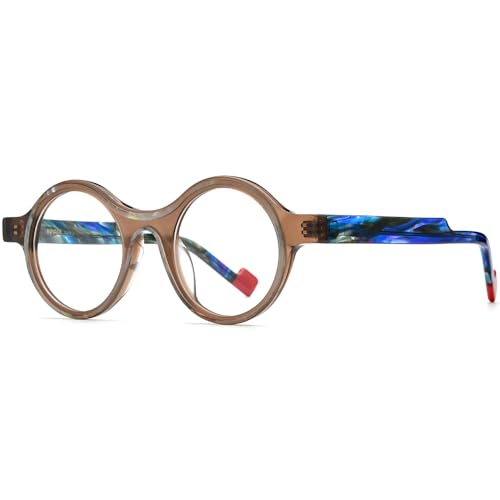 Image of HEPIDEM Multicolor Acetate Glasses Frame Women,Oversize Round Optical Eyeglasses 9345