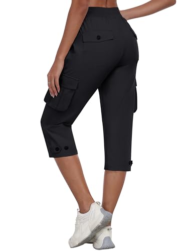 MoFiz Women's Cargo Capris Pants with Pockets Lightweight Quick Dry Travel Hiking Summer Pants for Women