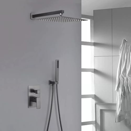 Système de douche caché en laiton gris chic pour salle de bain moderne LWX
