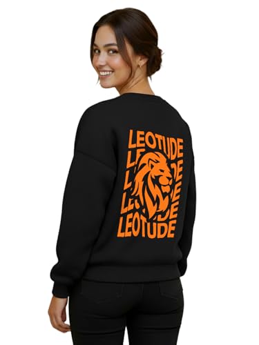 Image of LEOTUDE Women's Boyfriend Fit Loopknit Sweatshirt | Full Sleeve Drop Shoulder | Sweatshirt for Women