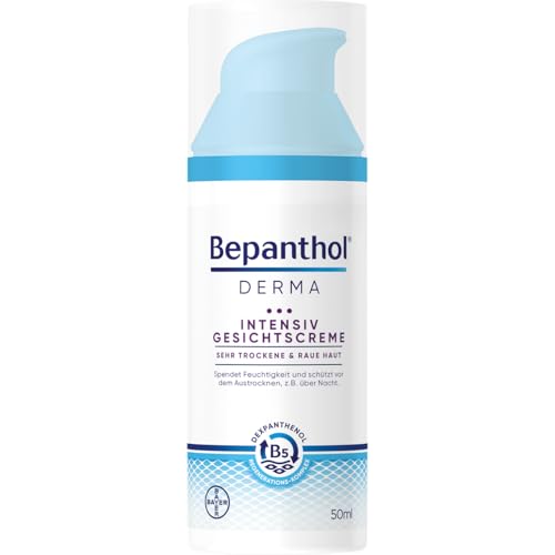 Bepanthol DERMA Intensiv Gesichtscreme, Gesichtspflege für raue und sehr trockene Haut, dermatologisch getestete Feuchtigkeitscreme mit Dexpanthenol, nicht-komedogene Gesichtscreme, 50 ml Pumpflasche