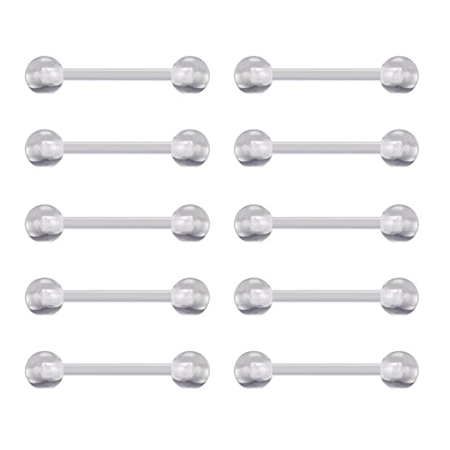 14g 16g Clear Plastic Nipple Rings for Surgery Pregnant Maternity Weaning, Horseshoe Nipple Piercing Jewelry, Plastic Clear Tongue Rings Piercing Retainer Jewelry