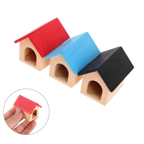 KOMBIUDA 3 Stück Teiliges Miniatur Hundehaus aus Holz Robustes Realistisches Puppenhaus Haustierzubehör Niedlicher Vielseitiger Mini-hundekennel für Puppenhaus Garten und Spielsets