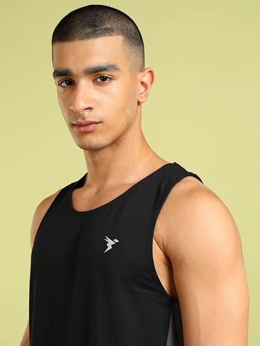 Image of TECHNOSPORT Men's Solid Slim Fit Scoop Neck Sports Innerwear Vest with TECHNOCOOL+ Quick Dry Anti Odour Anti Microbial 2 Way Stretch Soft & Smooth Activewear