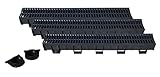 Deep Series 5.4 in. W x 5.4 in. D x 39.4 in. L Trench and Channel Drain Kit with Black Grate (3-Pack : Totaling 9.84 ft)