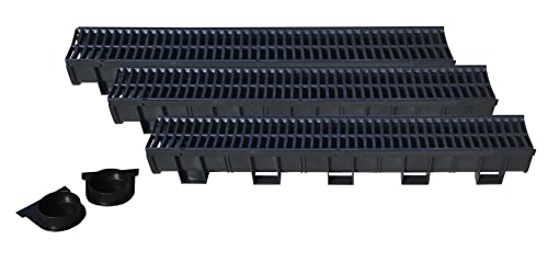 Buy 2 get 3 Deep Series 5.4 in. W x 5.4 in. D x 39.4 in. L Trench and Channel Drain Kit with Black Grate (3-Pack : Totaling 9.84 ft)