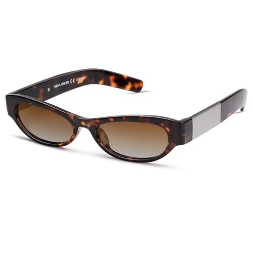 Image of VANLINKER Retro Cat Eye Polarized Sunglasses for Women Men Small 90s Style Trendy Vintage Narrow Wing Frame VL9799