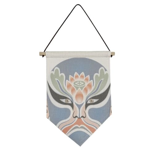 Peking Opera Head Colorful Xiangjianghui Canvas Flag Hanging Wall Art Decor Banner