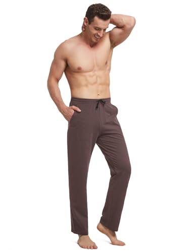 baleaf Men's Sweatpants Casual Lounge Cotton Pajama Yoga Pants Open Bottom Straight Leg Male Sweat Pants with Pockets4