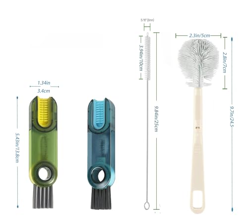 Image of 3 in 1 Cup lid Cleaning Brush Set,Straw 25 cm /9.8 inch Cleaner Brush, Long Bottle Brush,Water Bottle Cleaning kit,Multifunctional Cleaning Brush,Bottle and Straw Brush Cleaning(Blue-Black)