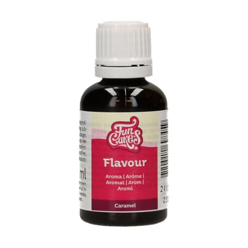 FunCakes Flavours Caramel, Caramelo Aromas Alimentarios, Aroma Intenso, Sin Alcohol, Aroma Alimenticio para Toppings, Batidos, Helados y Salsas, Halal, 30 ml