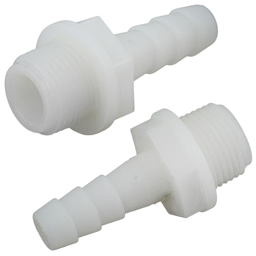 AERZETIX - Lot de 2 Raccords Mâles Cannelés Droits 3/8'' x Ø10 mm à Visser - Filetage Externe - Adaptateur Connecteur Système Circuit d'Irrigation Arrosage - en Polyamide - Couleur Blanc