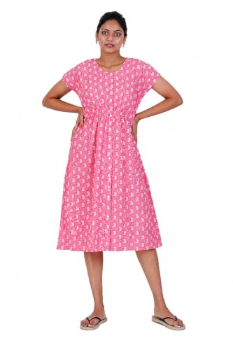 Image of MENMAII Women's [L-4XL] Full Open /Front Buttoned [a Kind of Adaptive Clothing] Multipurpose Nighty for Maternity /Pregnancy /Elderly /Patient /Feeding /Hospital Purpose Nighty