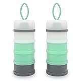 LADISO Baby Formula Dispenser, Portable Milk Powder Dispenser Container, Baby Feeding Travel Storage Container, Non-Spill Stackable Baby Snack Storage Container, BPA Free, 4 Compartments, 2 Packs