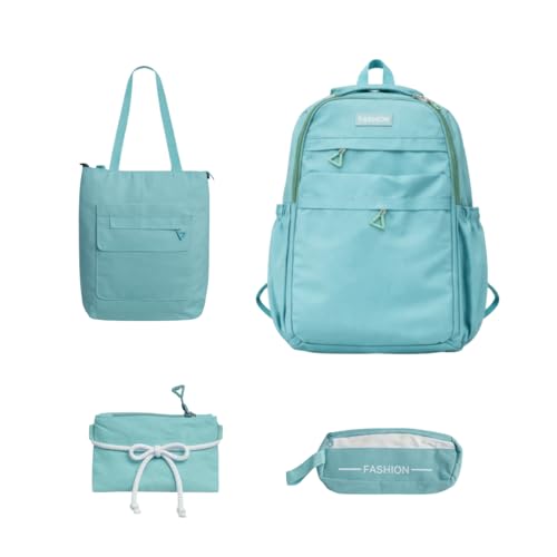 Kit Mochila Juvenil 4 Peças Resistente com Compartimento para Notebook (verde)