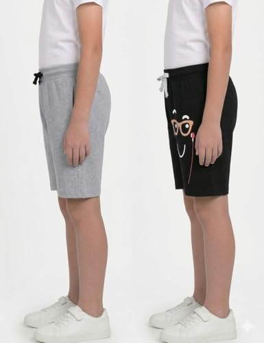 Image of Clotth Theory Boys Cotton Shorts Pack of 2 | Soft Breathable Fabric | Elastic Waist | Casual Wear Kids Comfortable Shorts