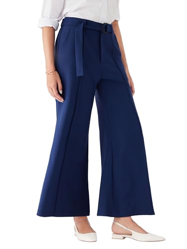 CIDER Women's Middle Waist Belted Flare Pants Casual Cozy Stylish Trousers3