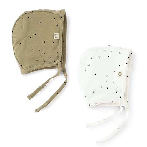 LITTLE GUSTO Organic Cotton Baby Hat, Baby Bonnet, Infant Earflap Beanie Hat, 0-12 Months, 2-Pack (UK, Age, 0 Months, 3 Months, Cotton)