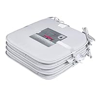 Lions Chair Seat Pads for Dining Chairs Pack of 4 - Removable Seat Covers Pad, Non Slip Kitchen Square Chair Seat Cushions With Ties, Comfortable Garden Outdoor Pads (38x38cm, Silver)
