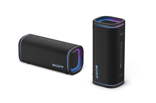 Sony ULT FIELD 5 - Enceinte portable Bluetooth puissante, batterie 25 heures, 2 modes ULT POWER SOUND, IP67, étanche à l'eau et à la poussière, éclairage à 360°, bandoulière amovible, compacte - Blanc