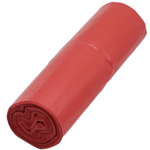 SKIR'CO 10 bolsas de basura de 60 litros, bolsas de basura rojas de 60 x 72 cm, bolsas de basura de color rojo