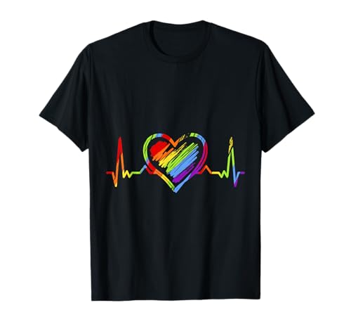 Regenbogen Herzschlag LGBT Gay Pride T-Shirt