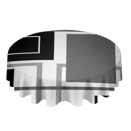Nappe de table imperméable géométrique abstraite noire et grise anti-tache 153x259