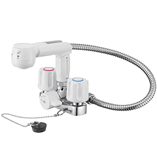 SANEI(サンエイ) ツーバルブスプレー混合栓 洗髪用 シャワー・ストレート切替 ホース50cm ゴム栓付き K3104VR-W