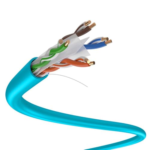 Image of DRIPSTONE CAT6 1000ft Bulk Ethernet Cable 23AWG Solid CCA UTP 0.57mm Aqua