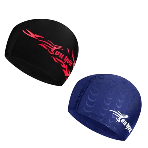 2 Piezas Unisex Gorro de Natación, Gorro Elásticos de Baño Piscina, Gorros Piscina Tela, Gorros De Natación Elásticos para Adultos Y Niños, Sombreros de Natación para Hombres y Mujeres