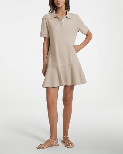 Image of YEXPINE Polo Dress for Women Short Sleeve Ruffle Hem Golf Tennis Summer Mini Dresses