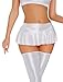 Women See Through Mini Skirt Glossy Sheer Skirt Shiny Silky Pleated Skirt Stretchy Low Waist Ruffle Short Skirt Shimmery Metallic Skirt Party Club Cosplay Halloween White M