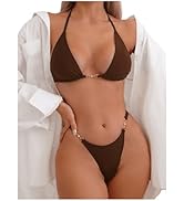 RoseSeek Women's Bikini Sets 2 Piece Pearl Triangle Tie Back Swim Suits Sexy Sleeveless Bathing Suit