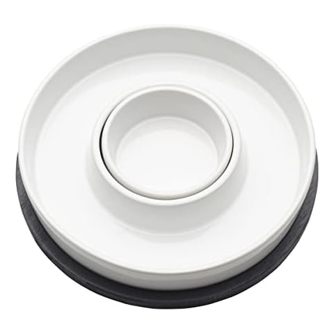 Pfaltzgraff 5278967 Ceramic Chips and Dip with Bamboo Bottom Serve Dish, Entertaining, House Warming, Food Tray, White Cover