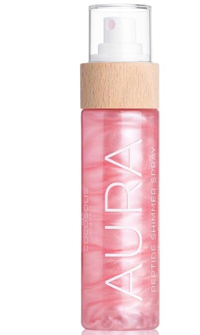 COCOSOLIS AURA PINK Peptide Shimmer Spray - Natural shimmer spray with peptides for face, body and hair