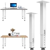 POROHOM 2PCS Adjustable Square Table Leg (14-24inch)，Metal Desk Legs, Home Office DIY Furniture Leg Set for Tables, DIY desks, Counter Tops, Kitchen Tables,Office Desk (White)