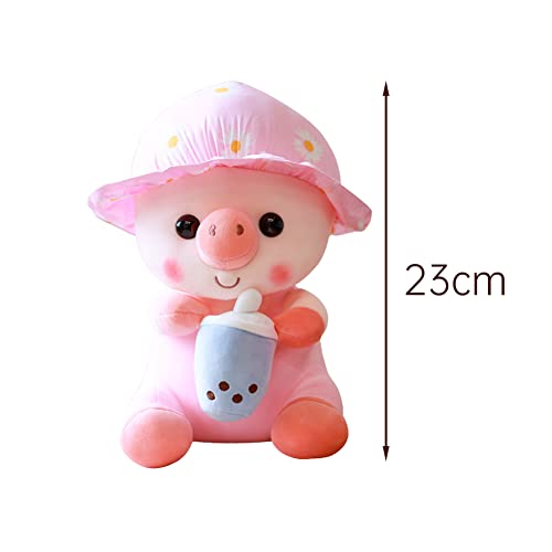 23cm Plüschtier Schwein, Kawaii Plüsch Kissen mit Bubble Tea Kuscheltier Gefüllt Plüsch Schwein Umarmungkissen Shiba Inu Plüschtier Kawaii Plushie Stofftier Spielzeug für Kinder Geschenke – Bild 8