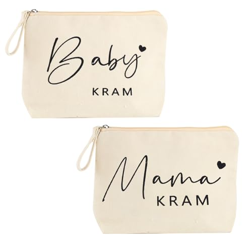 2 Stücke Geschenk zur Geburt Mama Kram Geschenk,Mutter Beutel mit Reißverschluss und Blumenbehänge,Kosmetiktasche für Mama,Geschenkidee für das erste Mal Mutter,Babyparty Mom Bag Geschenke